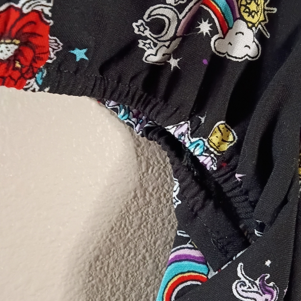 Hell Bunny Unicorn Rockabilly Shirt Black Rainbow & Star Pattern Size M NWT - Picture 2 of 13